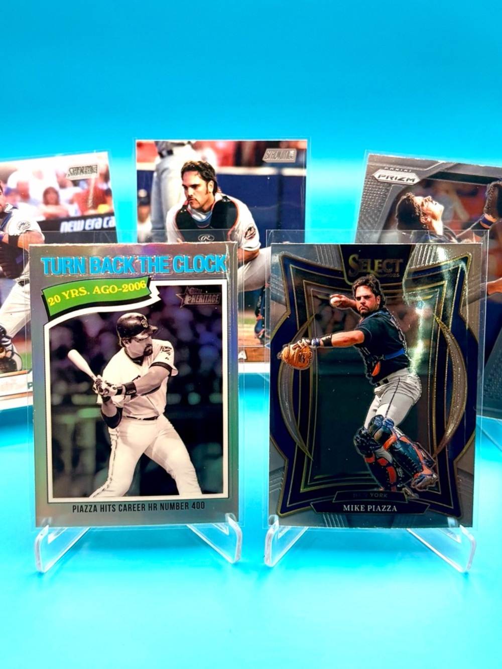 🔥Mike Piazza Lot! 🔥Turn Back The Clock Silver Refractor + Stadium Club Inserts